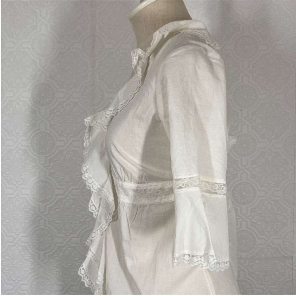 LOFT Cream Ruffled Blouse - Picture 4 of 9